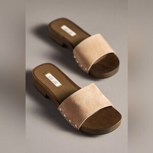 Anthropologie Bibi Lou Wood-Bottom Slides Size 7-7.5
